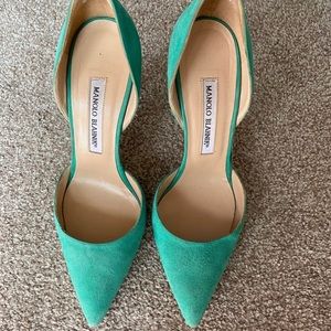 Manolo Blahnik Teal 4” Heels